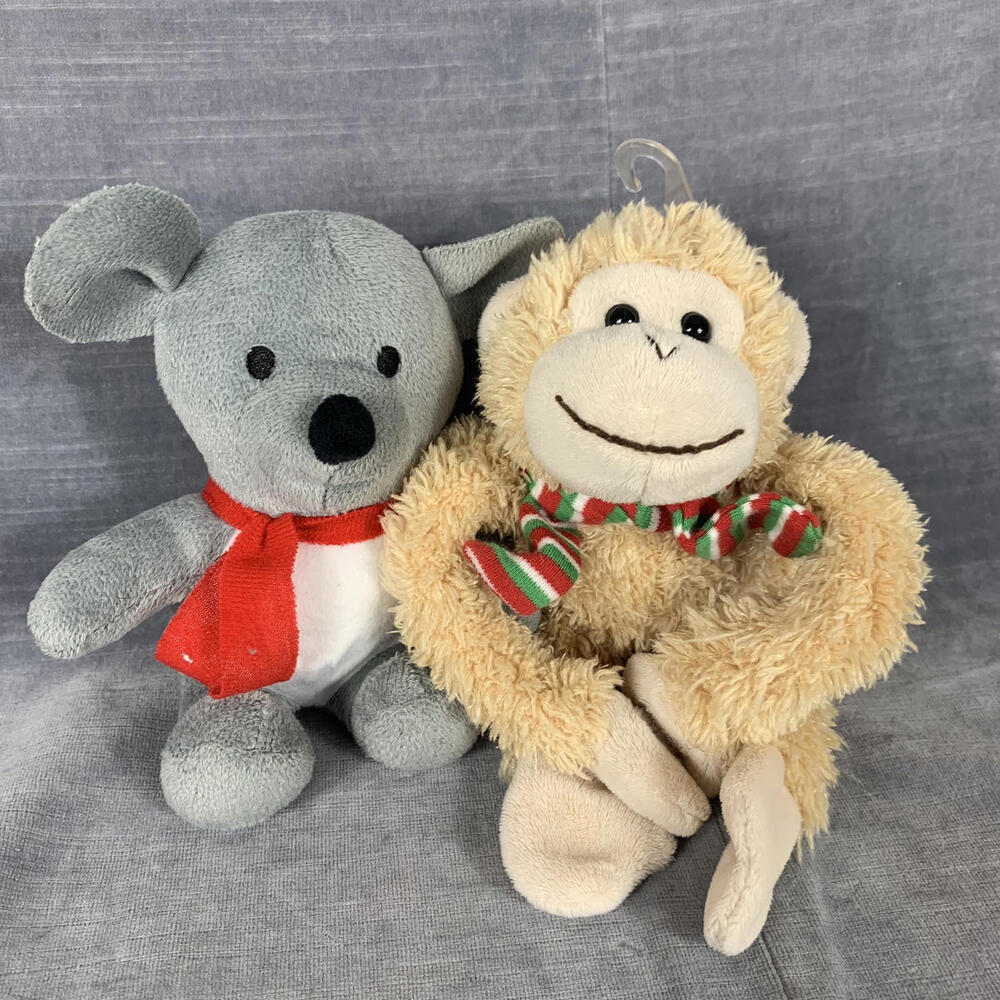Bass Pro Shops Santas Workshop Plush Gray Mouse MTY Stuffed Monkey Lot Of 2 Toys